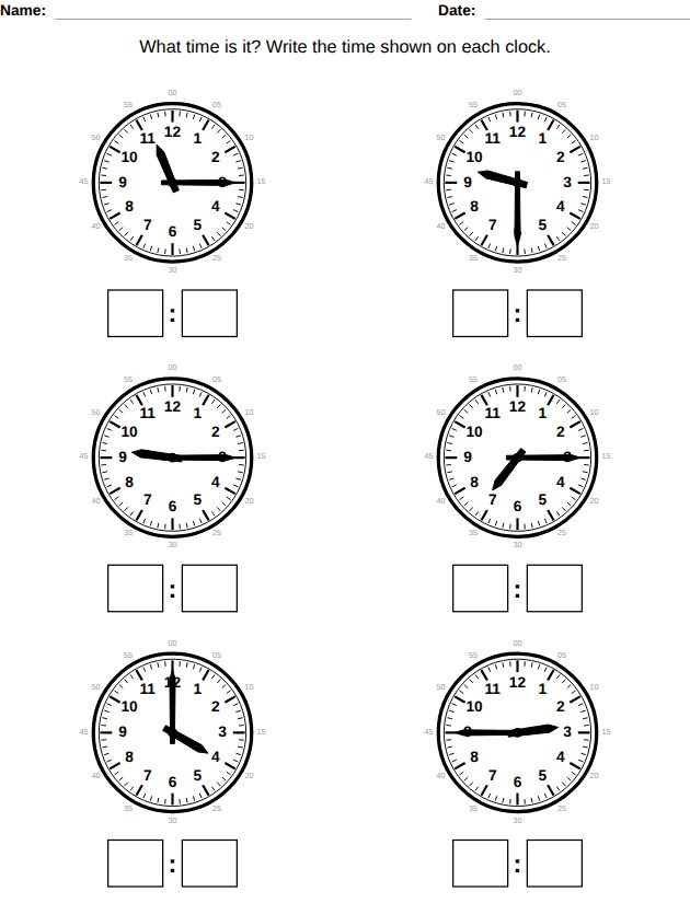 Clock worksheet for ages 7-8 with quarter past and quarter to times