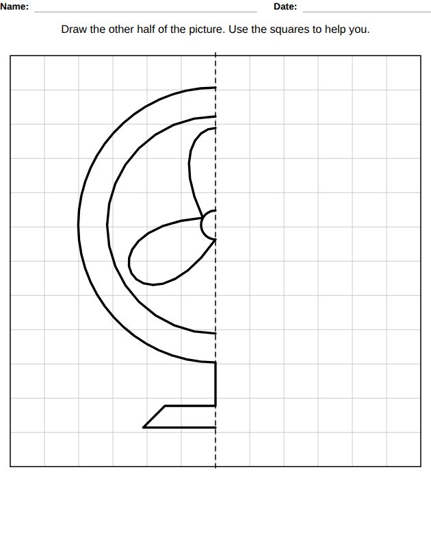 Draw the other half worksheet for kids, from the LogikLand coloring and drawing workbook