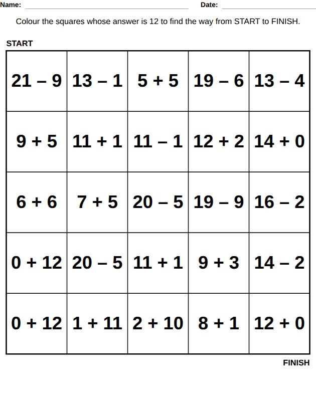 Math maze worksheet for kids, from the LogikLand logic and dot to dot workbook