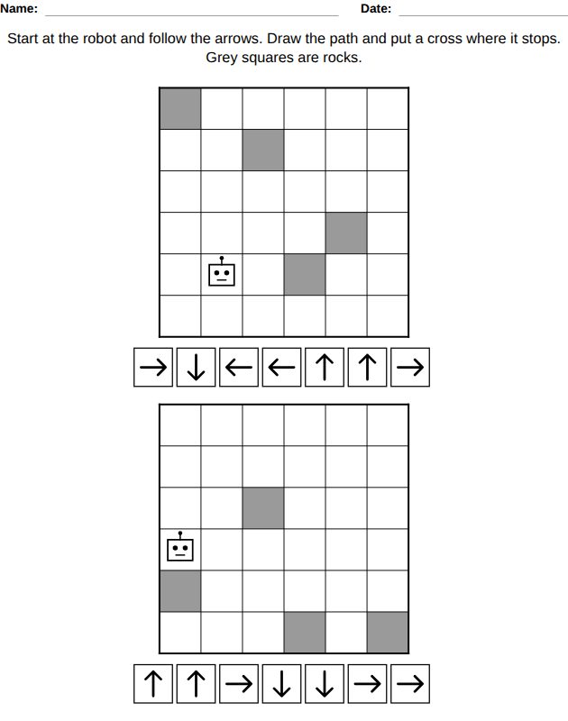 Arrow maze worksheet for kids, from the LogikLand arrow maze book