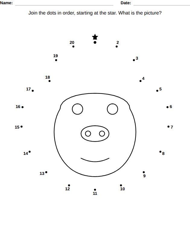 Dot to dot worksheet for kids, from the LogikLand logic and dot to dot workbook