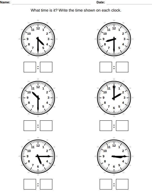 Read the clock worksheet for kids, from the LogikLand telling time workbook