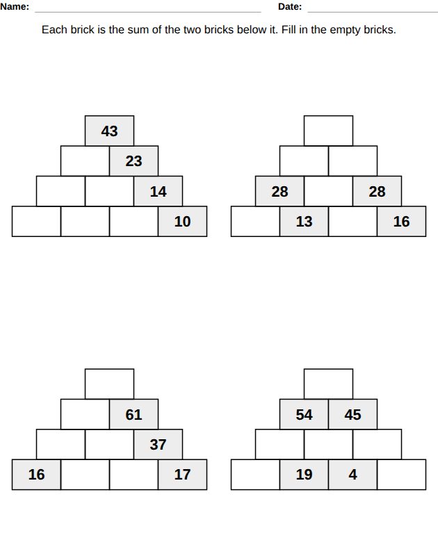 Math worksheet for kids, from the LogikLand all-in-one kids workbook