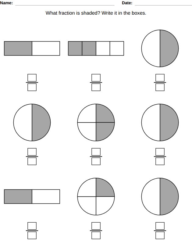 Counting money worksheet, Fractions, ages 7-8