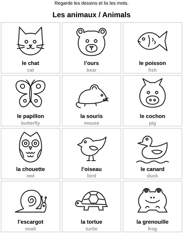 French, with English