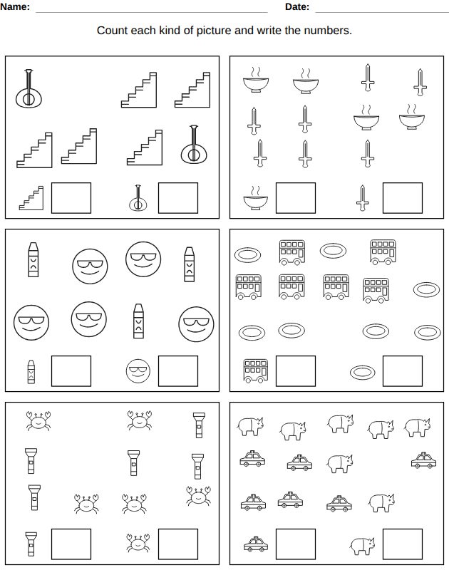 Seek and find worksheet, Counting, ages 6-7