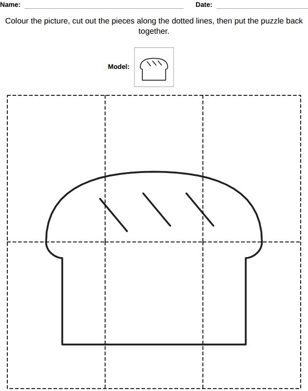 Puzzle to cut out worksheet for kids, from the LogikLand picture workbook