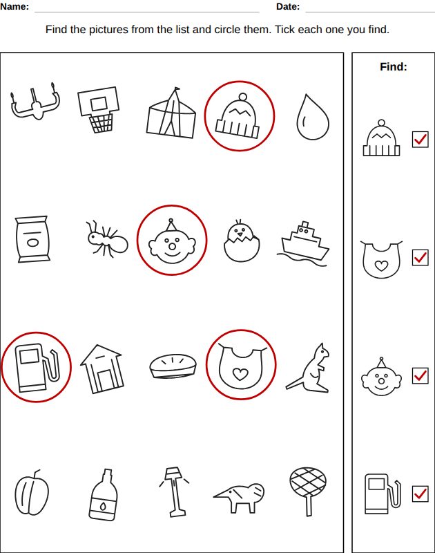 Answer key: seek and find