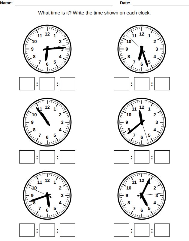 Read the clock worksheet, Ages 10-11