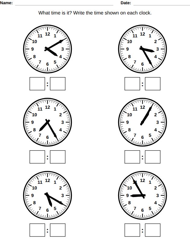 Read the clock worksheet, Ages 8-9