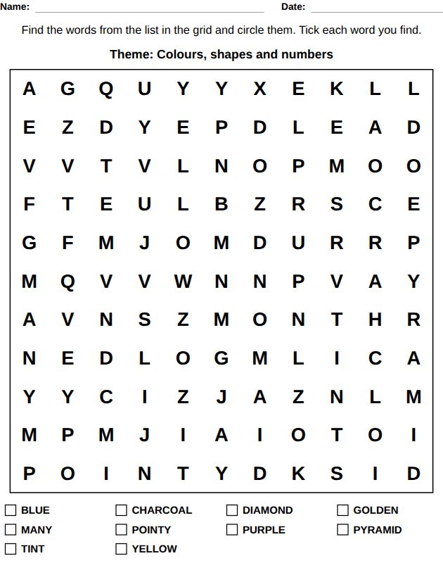 Word games worksheet for kids, from the LogikLand all-in-one kids workbook