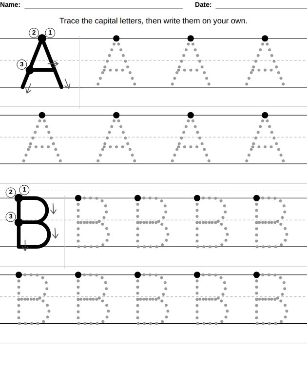 Handwriting worksheet for kids, from the LogikLand all-in-one kids workbook