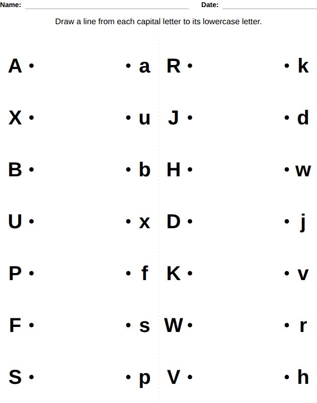 Capital and lowercase letters worksheet for kids, from the LogikLand handwriting workbook