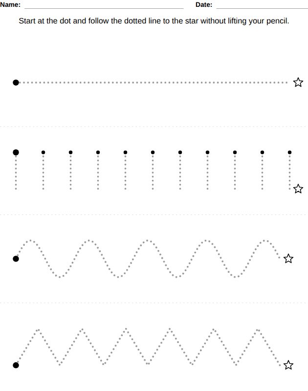 Pencil control worksheet for kids, from the LogikLand handwriting workbook