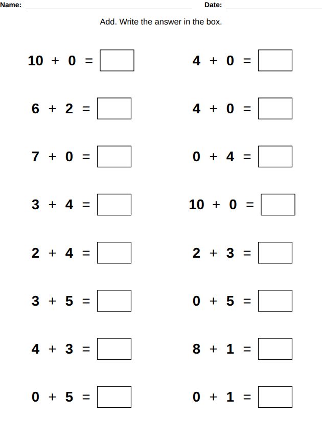 Free addition, ages 5-6 worksheet made with the LogikLand generator