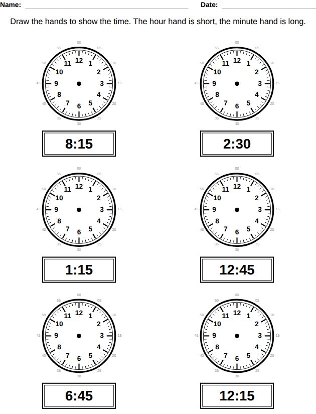 Free draw the hands, ages 7-8 worksheet made with the LogikLand generator